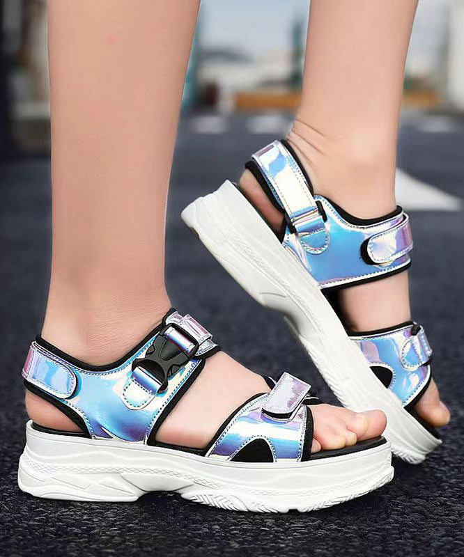 Stylish Pink Buckle Strap Peep Toe Platform Walking Sandals