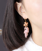 Stylish Pink Pearl Shell Cloisonne Drop Earrings