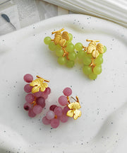 Stylish Purple Grape Copper Resin Stud Earrings