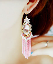 Stylish Rainbow Alloy Crystal Zircon Tassel Drop Earrings