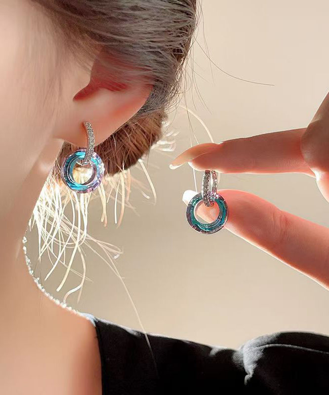 Stylish Rainbow Copper Alloy Crystal Zircon Circle Hoop Earrings