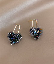 Stylish Rainbow Copper Overgild Love Zircon Stud Earrings