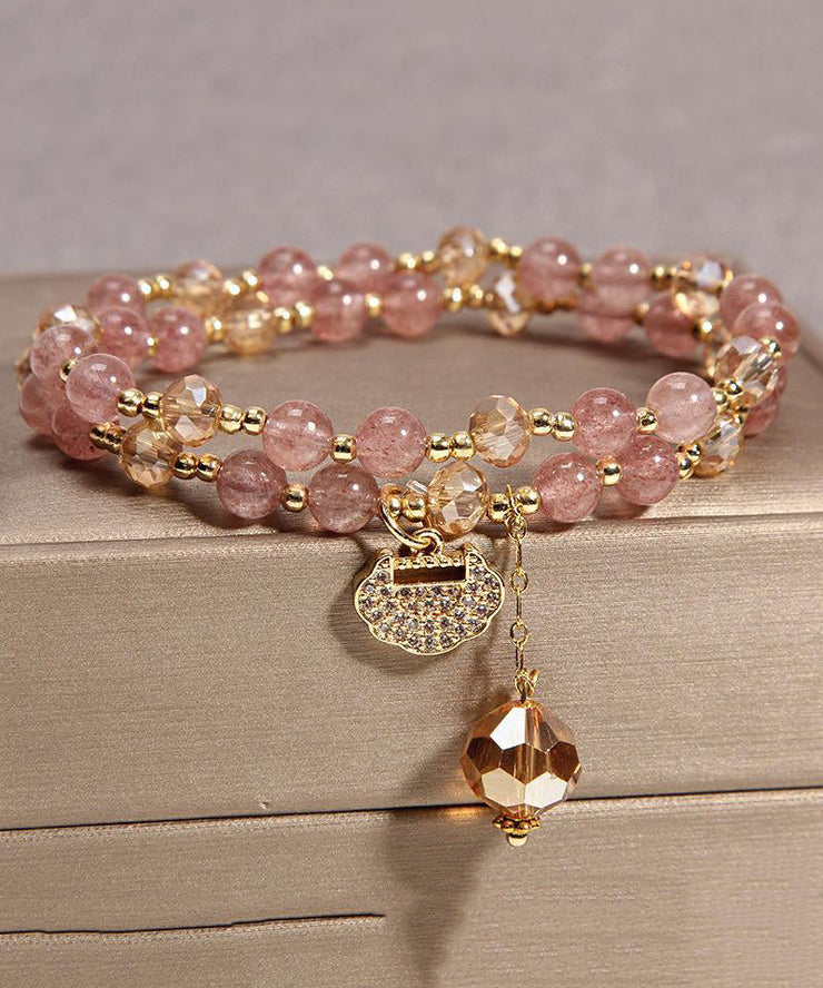 Stylish Red Alloy Crystal Zircon Sequin Tassel Charm Bracelet