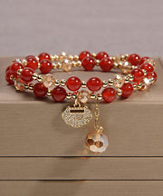 Stylish Red Alloy Crystal Zircon Sequin Tassel Charm Bracelet