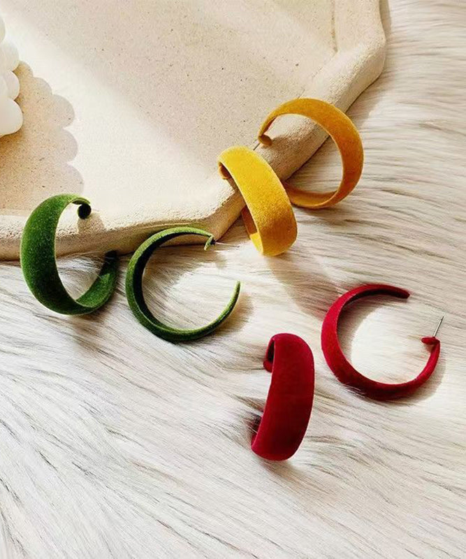 Stylish Red Pile Coating C Shaped Hoop Earrings