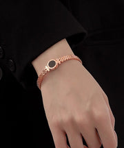 Stylish Rose Gold Sterling Silver Overgild Crystal Zircon Chain Bracelet