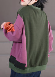 Stylish Rose O-Neck Patchwork Sweatshirts Fall