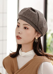 Stylish Versatile Dark Brown Asymmetric Design Beret Hat