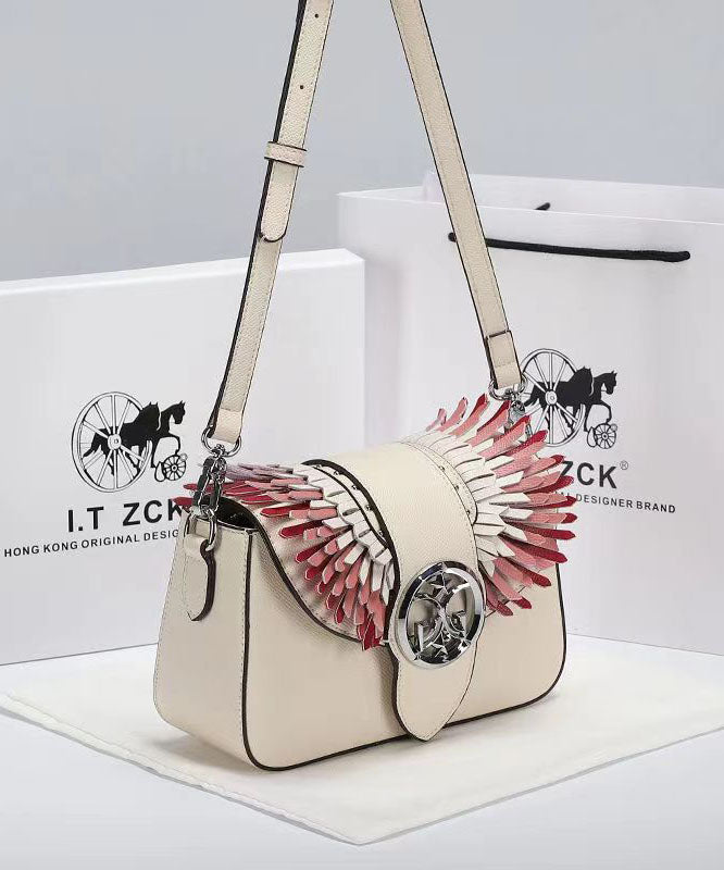 Stylish Versatile White Calf Leather Satchel Bag Handbag
