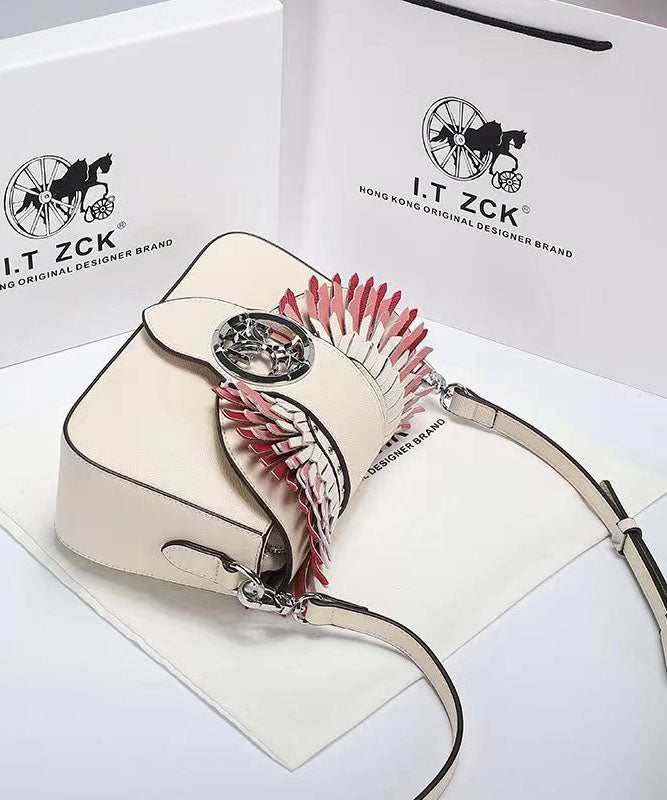 Stylish Versatile White Calf Leather Satchel Bag Handbag