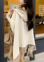 Stylish Wear On Both Sides Plaid Tassel Cashmere Shawl