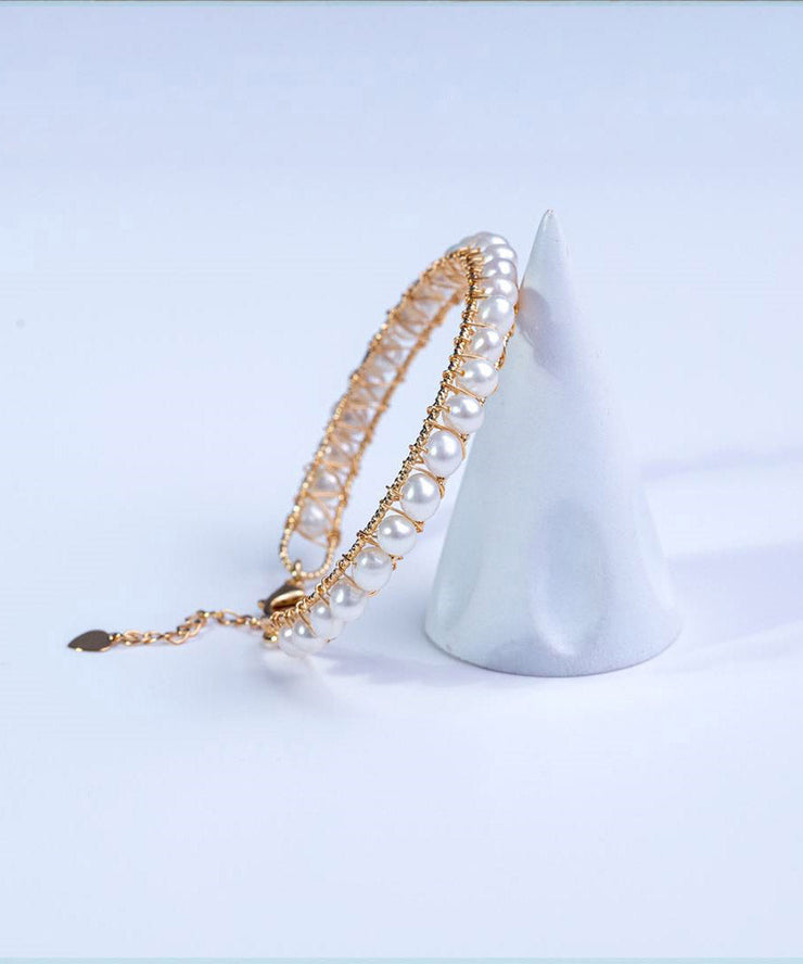 Stylish White Ancient Gold Pear Bangle