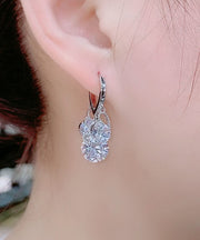 Stylish White Copper Zircon Love Drop Earrings