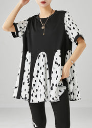 Stylish White Oversized Patchwork Print Chiffon Shirts Summer