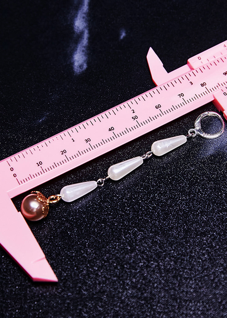 Stylish White Pearl Tassels Long Drop Earrings