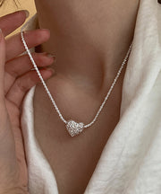 Stylish White Sterling Silver Chain Love Pendant Necklace