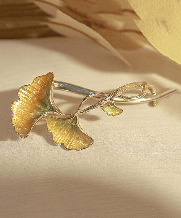 Stylish Yellow Alloy Ginkgo Leaf Hairpin