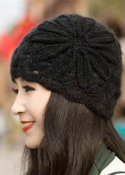 Stylish Yellow Appliqued Thick Knit Beret Hat