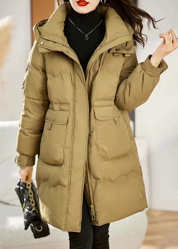 Stylish Yellow Hooded Pockets Patchwork Fine Cotton Filled Coat Winter