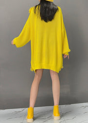 Stylish Yellow Ruffled Patchwork Sweatshirt Lantern Sleeve