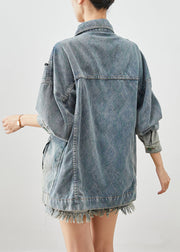 Stylish Zip Up Patchwork Denim Coats Fall