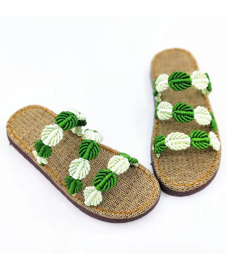 Summer Handmade Woven Linen Flat Slide Sandals