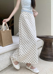 Summer New Black Polka Dot Split Straight Leg High Waisted Skirt