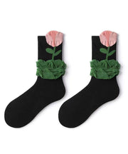 Summer Thin Wrinkled Jacquard Patterned Mid Calf Socks