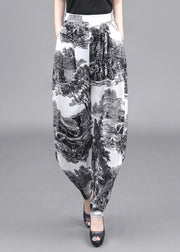 Summer Women Loose Pockets Landscape Painting Haren Pants