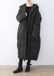 Limited Stock-Grauer warmer Daunenmantel Plus Size Parka dicker Maxi Cardigan mit Kapuze