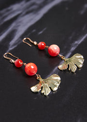 Unique 14K Gold Fan-shaped Drop Earrings 2024 new style