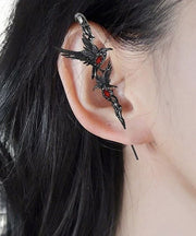 Unique Black Metal Agate Crow Stud Earrings