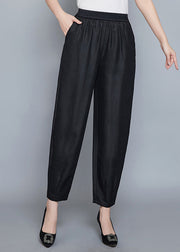 Unique Black Pockets Lantern Elastic Waist Pants Summer