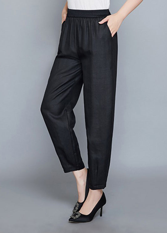 Unique Black Pockets Lantern Elastic Waist Pants Summer