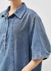 Unique Blue Oversized Patchwork Denim Dresses Summer