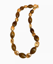 Unique Brown Sterling Silver Tiger Eye Stone Gratuated Bead Necklace