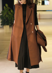 Unique Caramel Zip Up Patchwork Spandex Trench Coats 2 Piece Outfit Fall