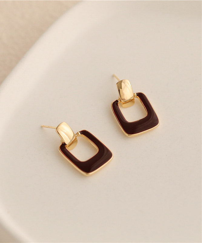 Unique Chocolate Alloy Square Stud Earrings