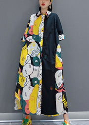 Unique Colorblock Asymmetrical Print Original Design Cotton Dresses Summer