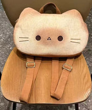 Unique Cute Khaki Cartoon Faux Leather Backpack Bag