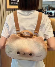 Unique Cute Khaki Cartoon Faux Leather Backpack Bag