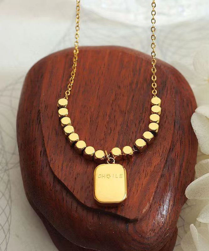 Unique Gold Stainless Steel Small Square Lariat Necklace