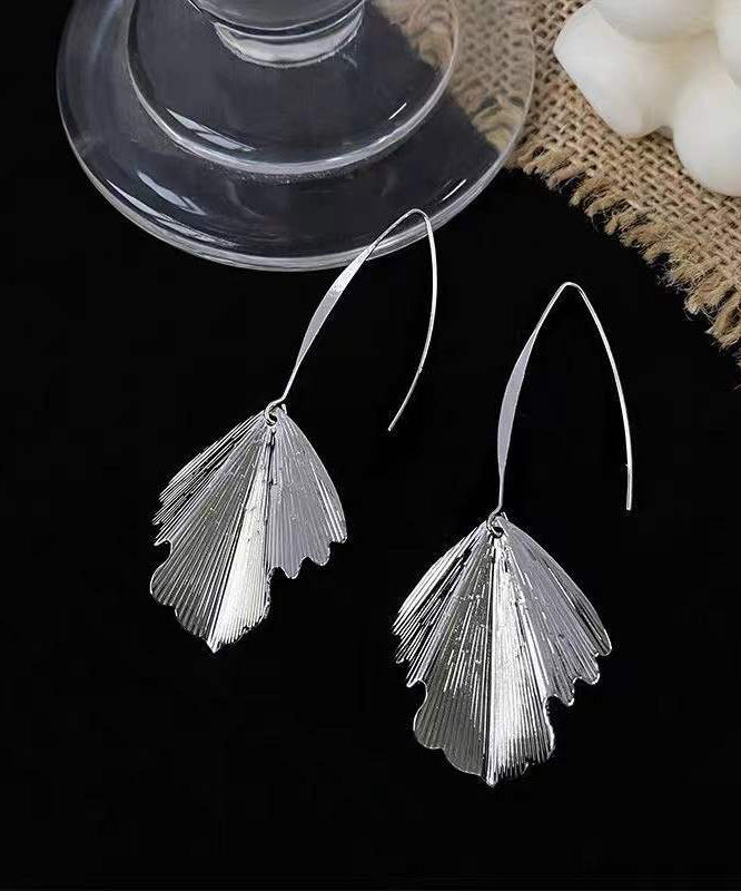 Unique Gold Sterling Silver Alloy Ginkgo leaves Drop Earrings