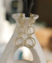 Unique Gold Sterling Silver Overgild Round Drop Earrings