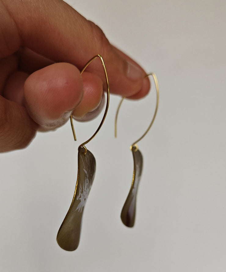 Unique Gold Sterling Silver Overgild Spray Paint Drop Earrings