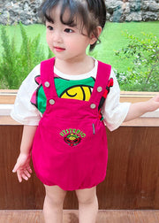 Unique Green Cartoon Patchwork Cotton Baby Girls Two Pieces Set Summer