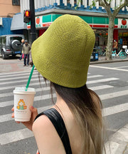 Unique Green Solid Color Knit Bucket Hat