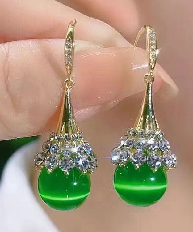 Unique Green Sterling Silver Overgild Zircon Pearl Cat&