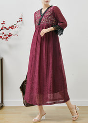 Unique Mulberry Embroidered Patchwork Cotton Dress Fall