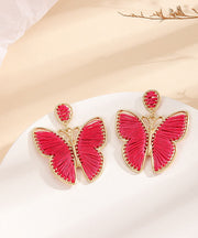 Unique Multicolour Butterfly Cotton Rope Knitted Alloy Drop Earrings